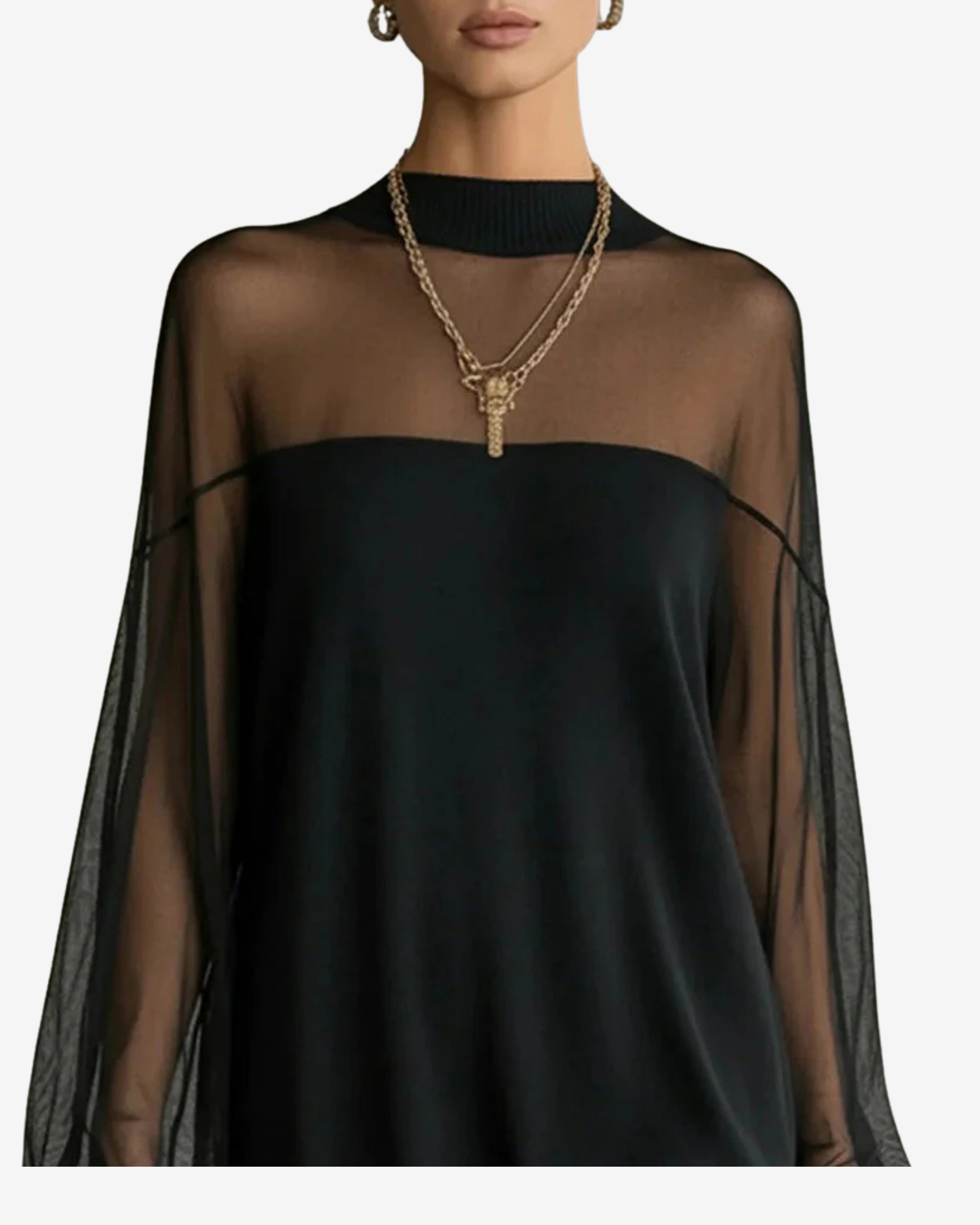 Black Sheer Mesh Mini Dress