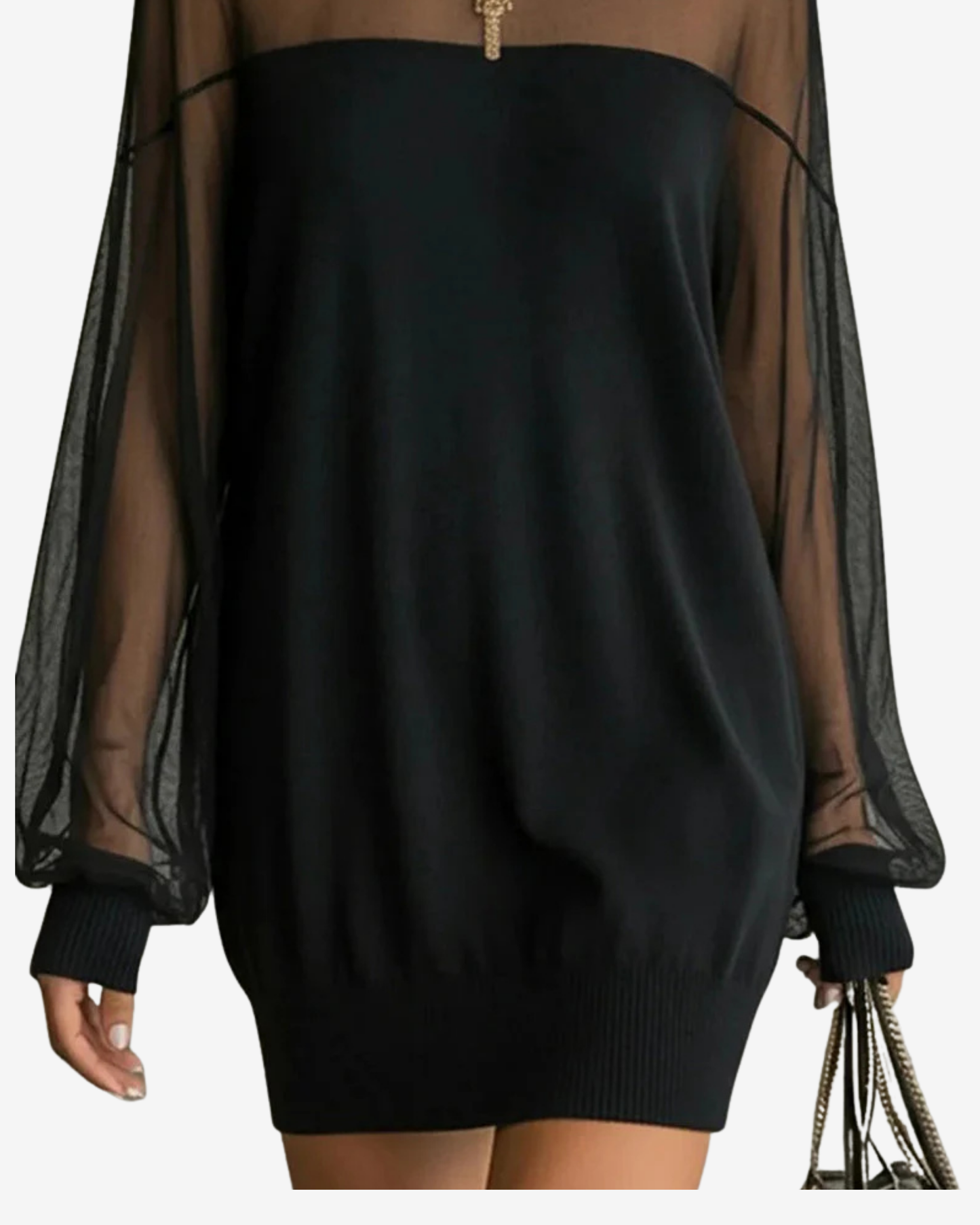 Black Sheer Mesh Mini Dress