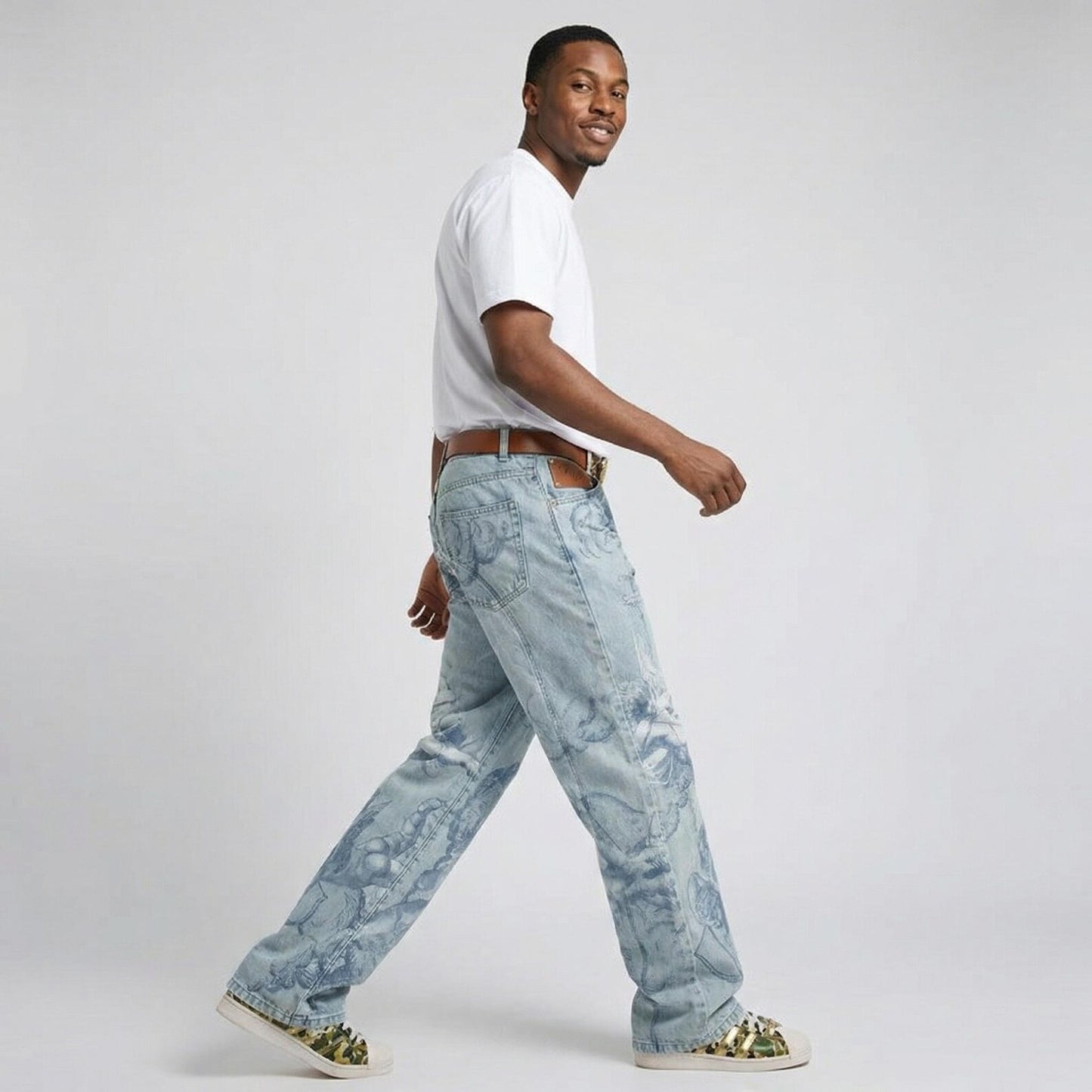 Cupid print jeans