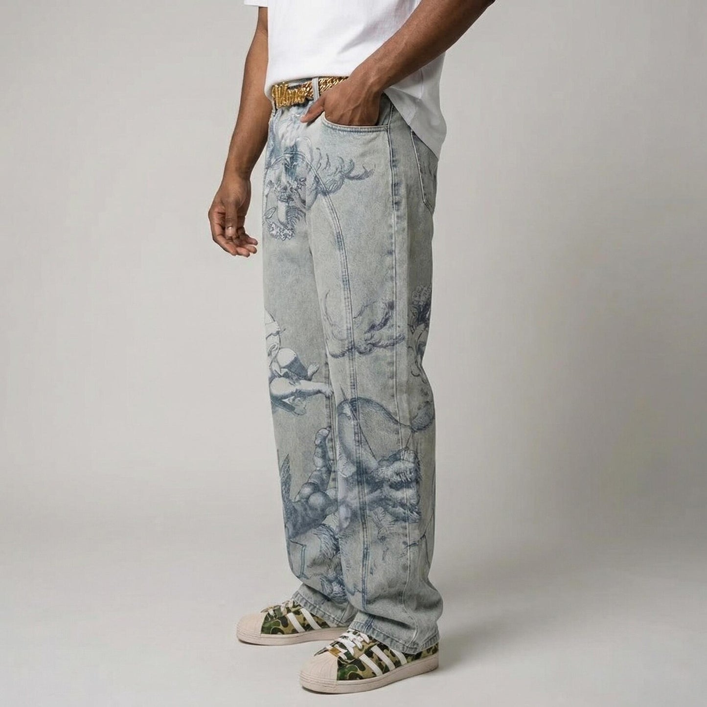 Cupid print jeans
